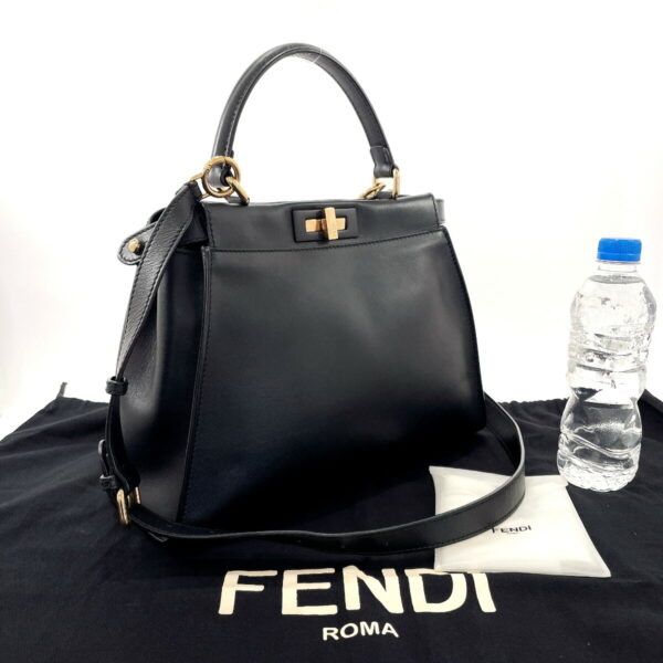 n3029585 2 Fendi Peekaboo 2Way Handbag Leather Black