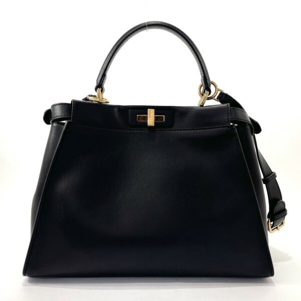 n3029585 3 Fendi Peekaboo 2Way Handbag Leather Black