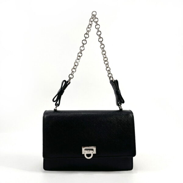 n3039917 1 Salvatore Ferragamo Gancini Chain Shoulder Bag Leather Black