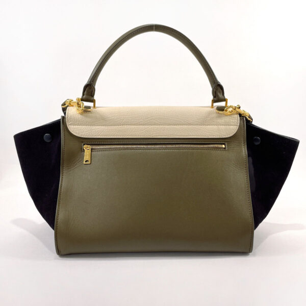 n3081898 3 Celine Trapeze Medium 2Way Handbag Leather Suede Khaki