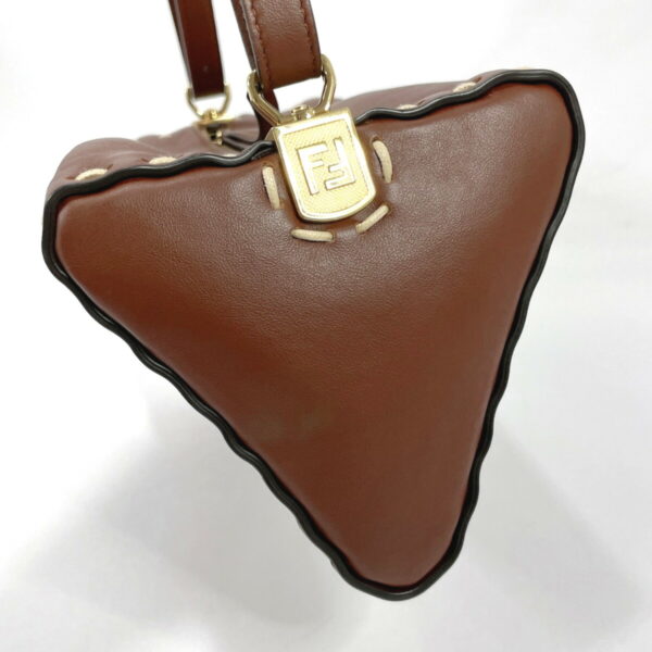 n3092203 12 Fendi Triangle 2Way Shoulder Bag Leather Brown