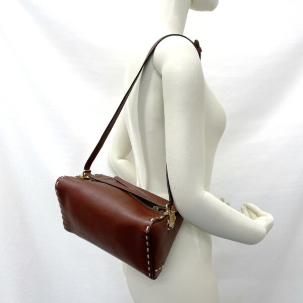 n3092203 14 Fendi Triangle 2Way Shoulder Bag Leather Brown