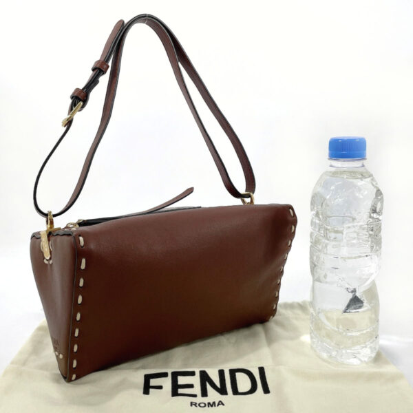 n3092203 2 Fendi Triangle 2Way Shoulder Bag Leather Brown