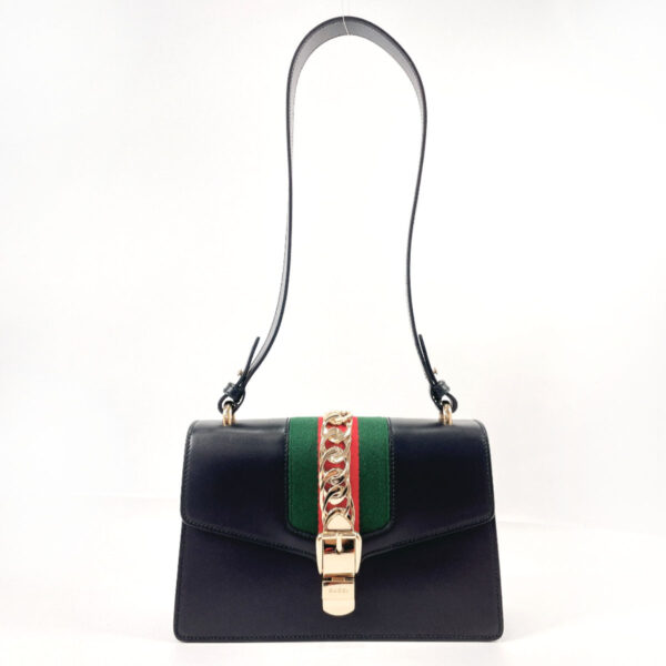 n3102786 21 Gucci Sylvie Small Sherry Line Handbag Leather Black