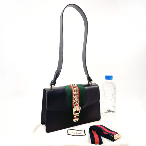 n3102786 23 Gucci Sylvie Small Sherry Line Handbag Leather Black