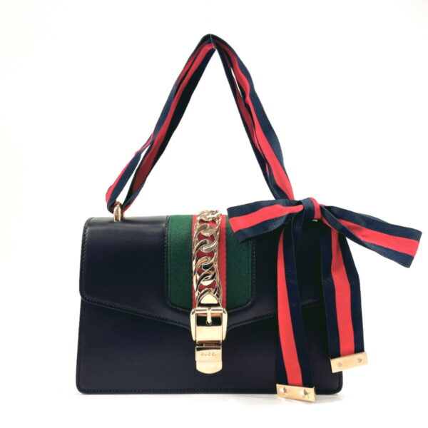 n3102786 81 Gucci Sylvie Small Sherry Line Handbag Leather Black