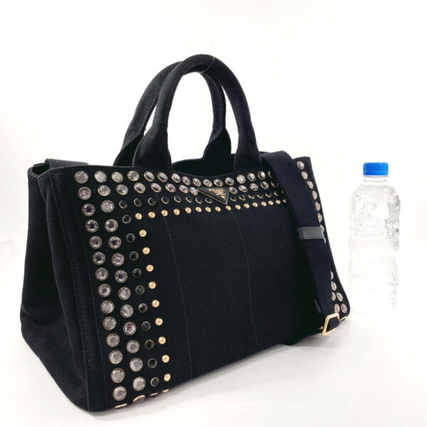 n3112891 2 Prada Canapa Studs Handbag Black