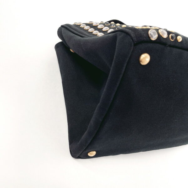 n3112891 5 Prada Canapa Studs Handbag Canvas Black