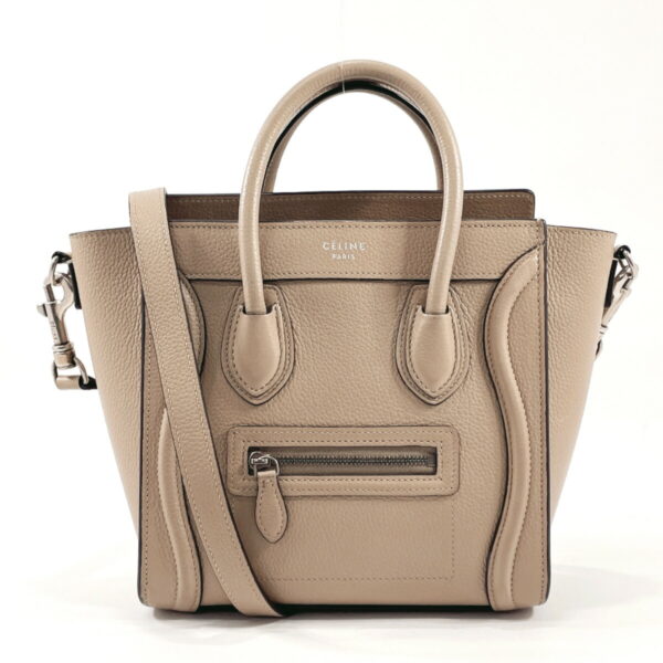 n3112899 1 Celine Luggage Nano Shopper 2Way Handbag Leather Beige