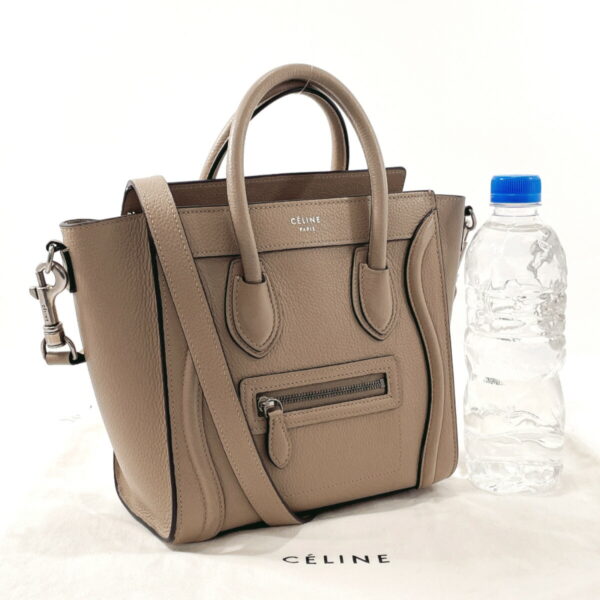 n3112899 2 Celine Luggage Nano Shopper 2Way Handbag Leather Beige