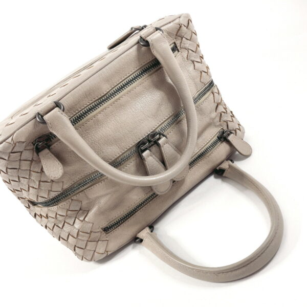 n4034211 14 Bottega Veneta Intrecciato Brera Handbag Leather Gray