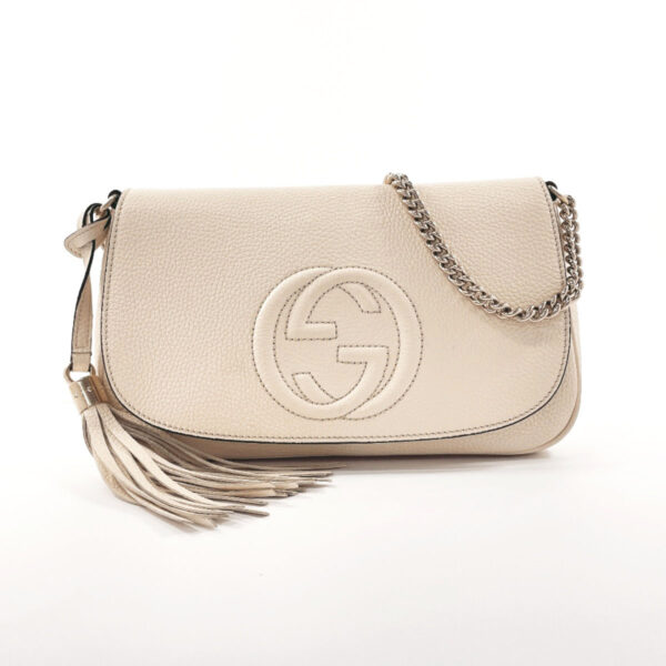 n4044642 1 Gucci Soho Chain Shoulder Bag Leather Ivory