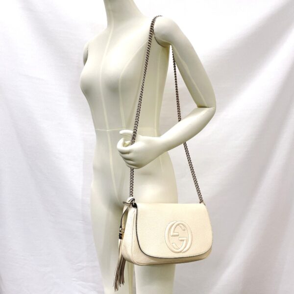 n4044642 13 Gucci Soho Chain Shoulder Bag Leather Ivory