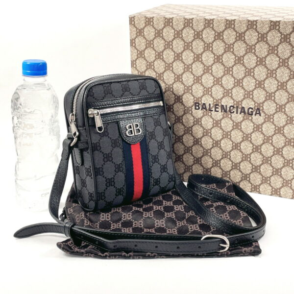 n4054743 2 Balenciaga x Gucci The Hacker Project Shoulder Bag Canvas Leather Black