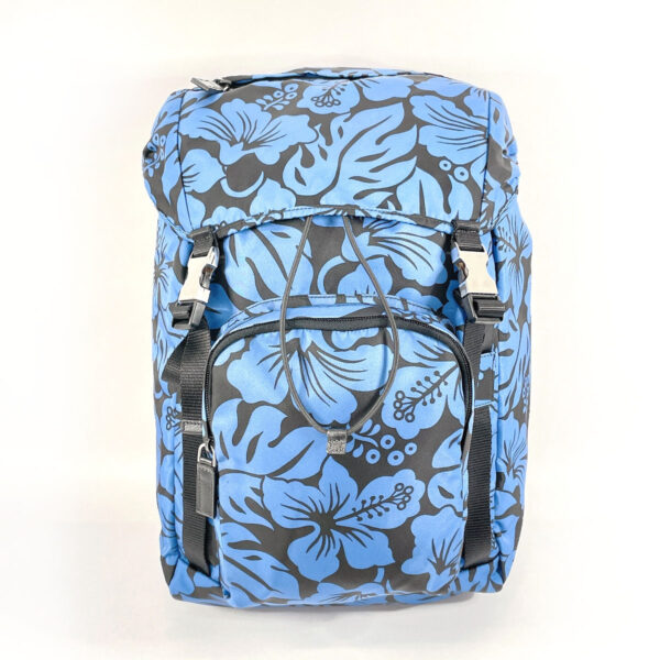 n4075096 1 Prada Hibiscus Pattern Backpack Nylon Blue