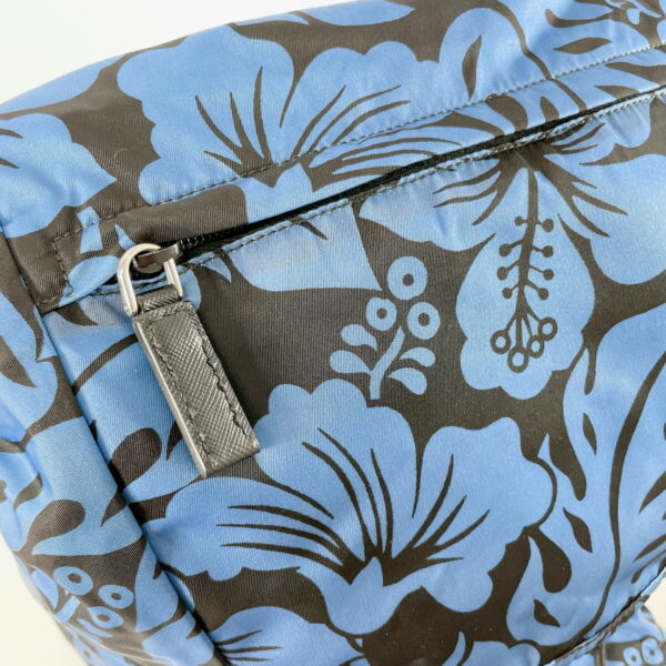 n4075096 13 Prada Hibiscus Pattern Backpack Nylon Blue