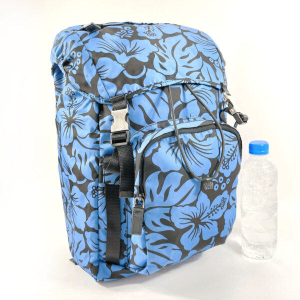 n4075096 2 Prada Hibiscus Pattern Backpack Nylon Blue