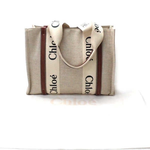 o23 1027 19 7 Chloe Woody Medium Tote Bag White Brown