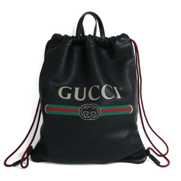 o24 0627 18 1 Gucci Drawstring Backpack Sherry Line Black