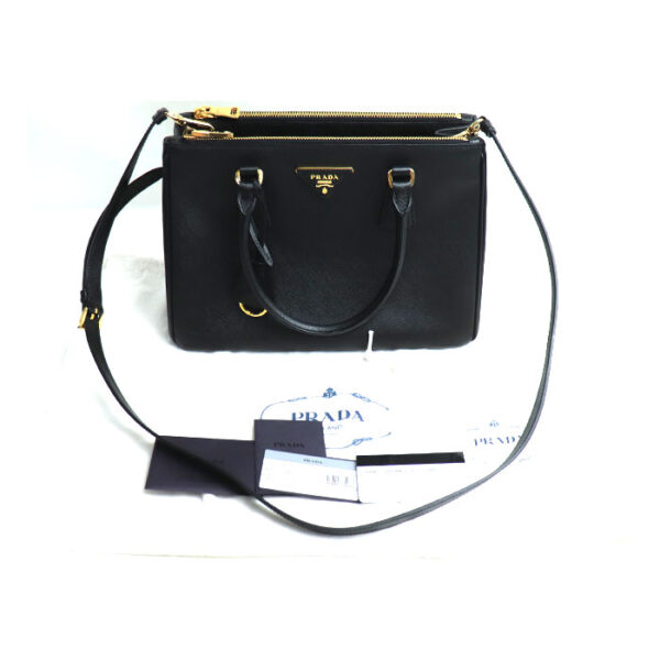 o24 0727 10 736 Prada Galleria Saffiano Leather Medium 2Way Shoulder Bag Black