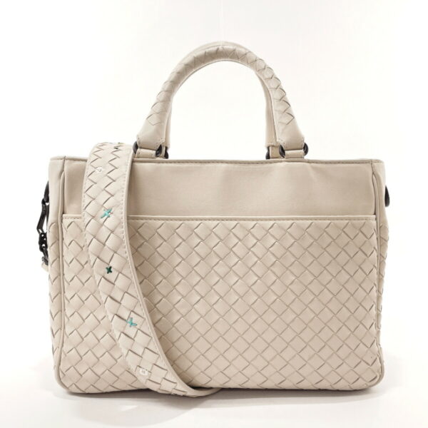 o3081998 1 Bottega Veneta Intrecciato 2Way Handbag Leather White