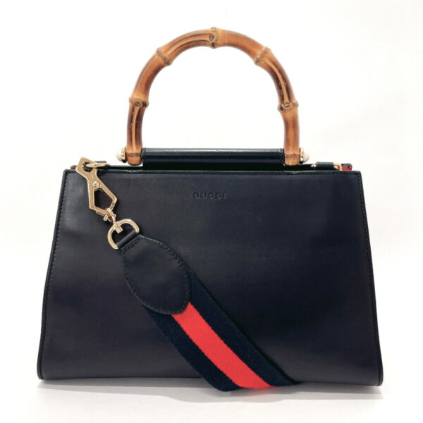 o3082010 2 Gucci Bamboo Nymfair Handbag Leather Black