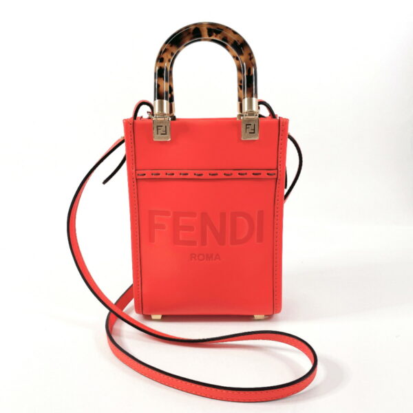 o3123483 1 Fendi Sunshine Shopper Mini 2Way Shoulder Bag Leather Red