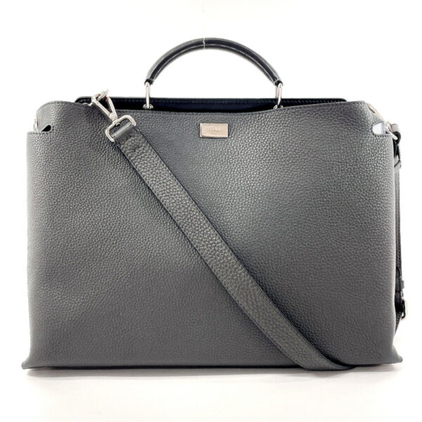 o3123492 1 Fendi Peekaboo Essential 2Way Business Bag Leather Gray