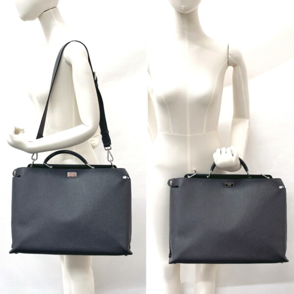 o3123492 12 Fendi Peekaboo Essential 2Way Business Bag Leather Gray