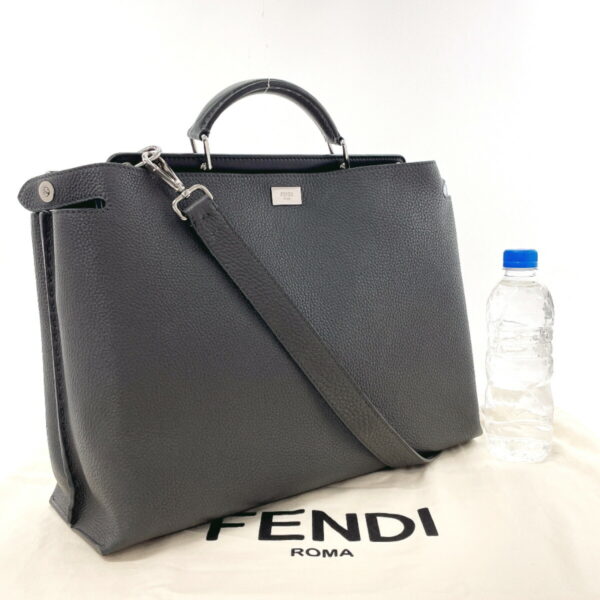 o3123492 2 Fendi Peekaboo Essential 2Way Business Bag Leather Gray