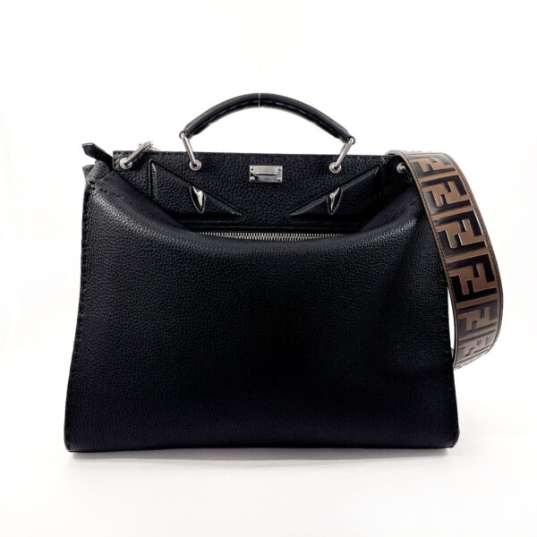 o3123498 2 Fendi Selleria Peekaboo Monster Eye Business Bag Leather Black