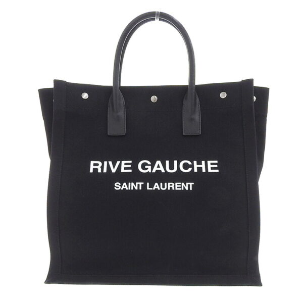 ob1333 1 Saint Laurent Rive Gauche Tote Bag Canvas Leather Black