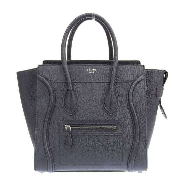 ob1427 1 Celine Luggage Micro Leather Shopper Handbag Black