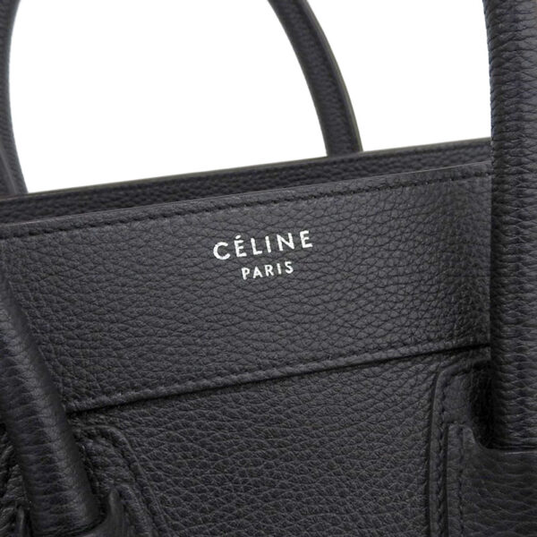 ob1427 7 Celine Luggage Micro Leather Shopper Handbag Black