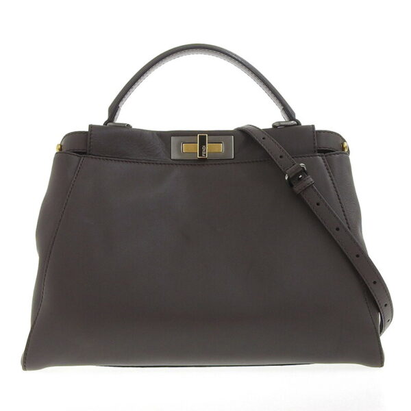 ob1463 1 Fendi Peekaboo 2WAY Handbag Leather Brown