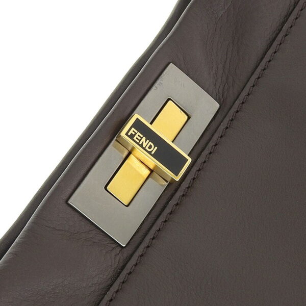 ob1463 5 Fendi Peekaboo 2WAY Handbag Leather Brown