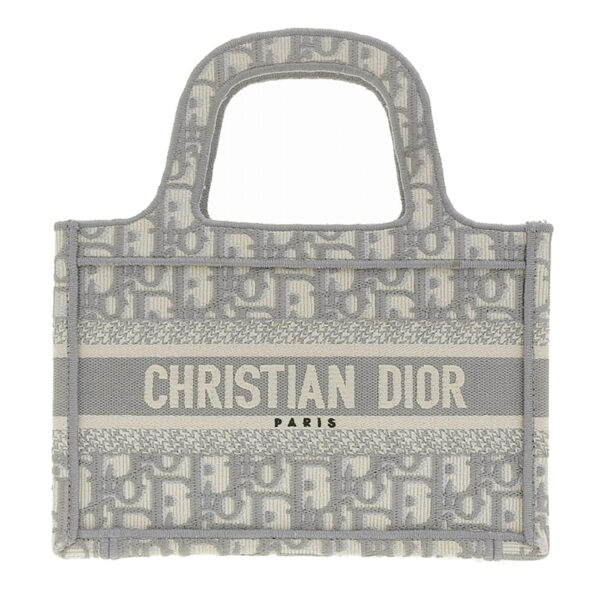 ob1503 1 Dior Oblique Embroidery Book Tote Mini Canvas Gray