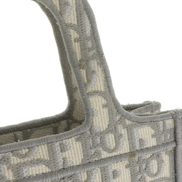 ob1503 5 Dior Oblique Embroidery Book Tote Mini Canvas Gray