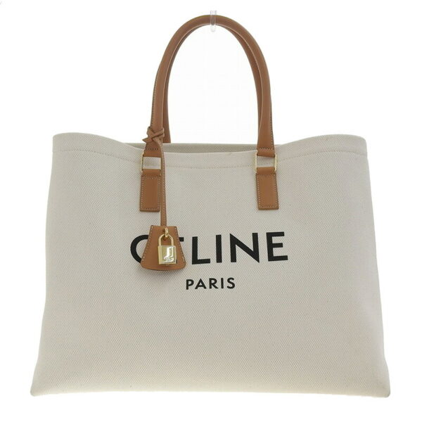 ob1504 1 Celine Horizontal Cover Canvas Leather Tote Bag Natural Tan