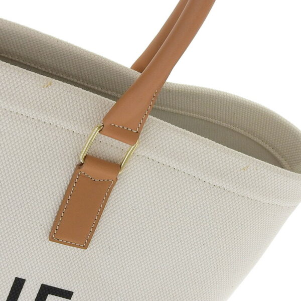 ob1504 4 Celine Horizontal Cover Canvas Leather Tote Bag Natural Tan