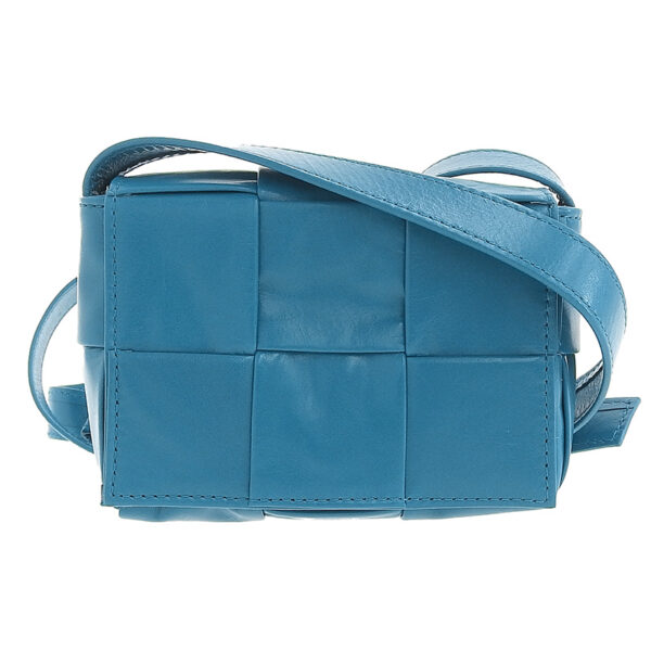 ob1506 1 Bottega Veneta Cassette Mini Shoulder Bag Maxi Intrecciato Blue