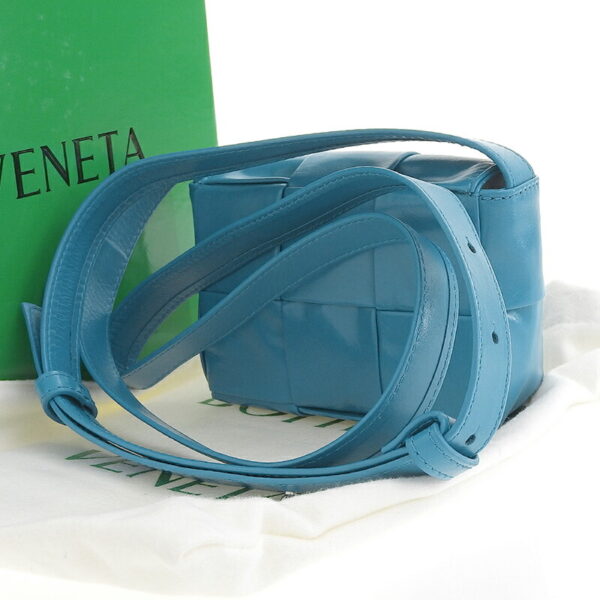 ob1506 2 Bottega Veneta Cassette Mini Shoulder Bag Maxi Intrecciato Blue