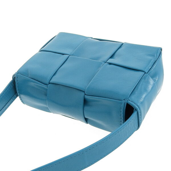 ob1506 4 Bottega Veneta Cassette Mini Shoulder Bag Maxi Intrecciato Blue