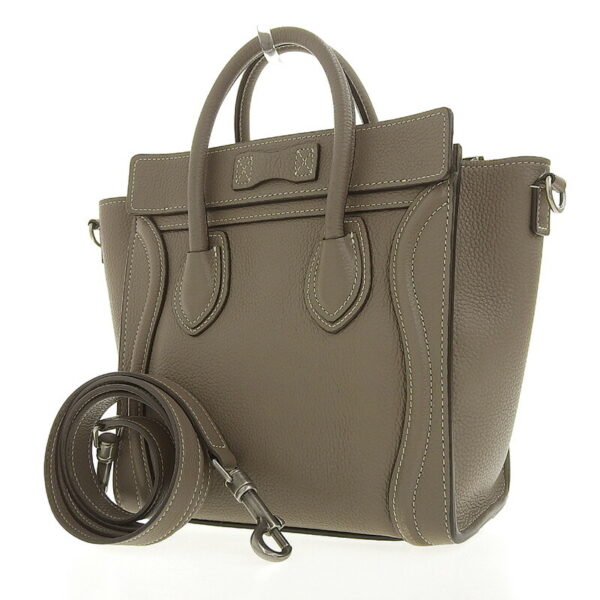 ob1509 2 Celine Luggage Nano 2WAY Leather Shopper Shoulder Bag Suri