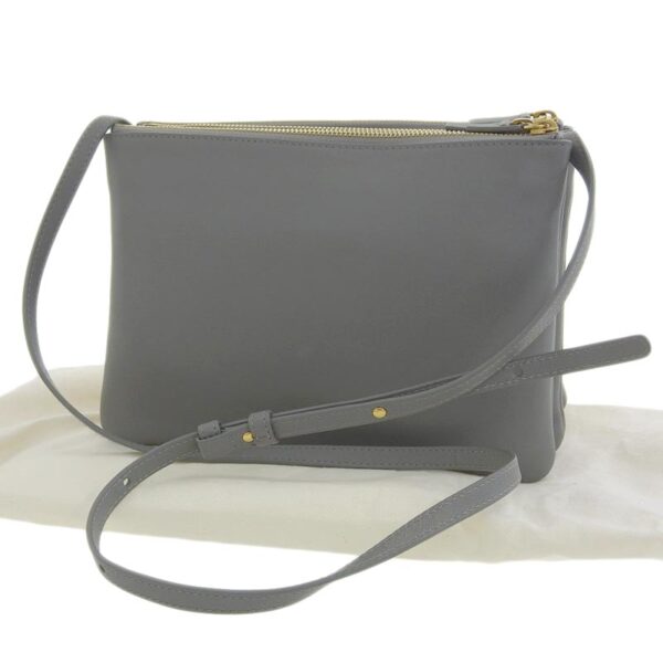 ob1512 2 Celine Trio Large Leather Shoulder Bag Gray