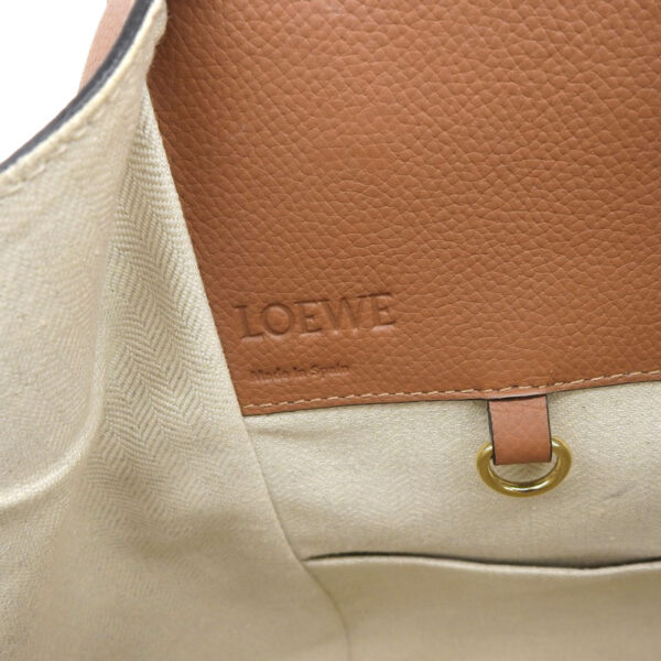 ob1537 6 Loewe Hammock Drawstring Small 2WAY Handbag Leather Brown