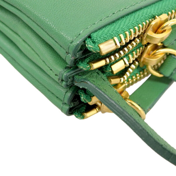 ob1547 5 Celine Trio Leather Pochette Shoulder Bag Green