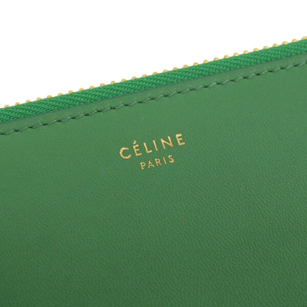 ob1547 7 Celine Trio Leather Pochette Shoulder Bag Green