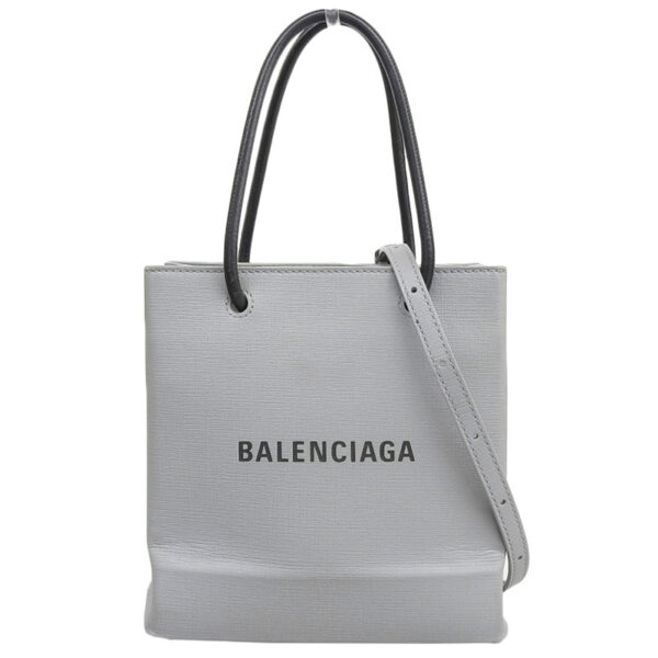 ob1564 1 Balenciaga Shopping Tote XXS 2WAY Handbag Leather Gray