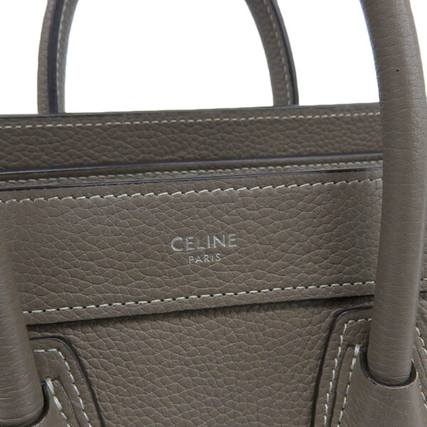 ob1579 7 Celine Luggage Nano 2WAY Leather Shopper Shoulder Bag Greige